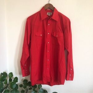 Vintage red western shirt Pearl snaps long sleeve cowboy shirt rockabilly men M